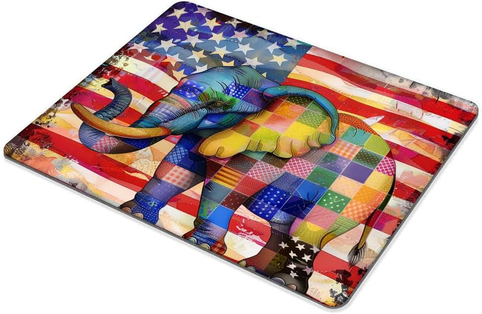 Square Mouse Pad American Flag,Colorful Baby Elephant-1,Gaming Mouse Pads for Desk,Soft Computer Waterproof Non-Slip Mouse Mat