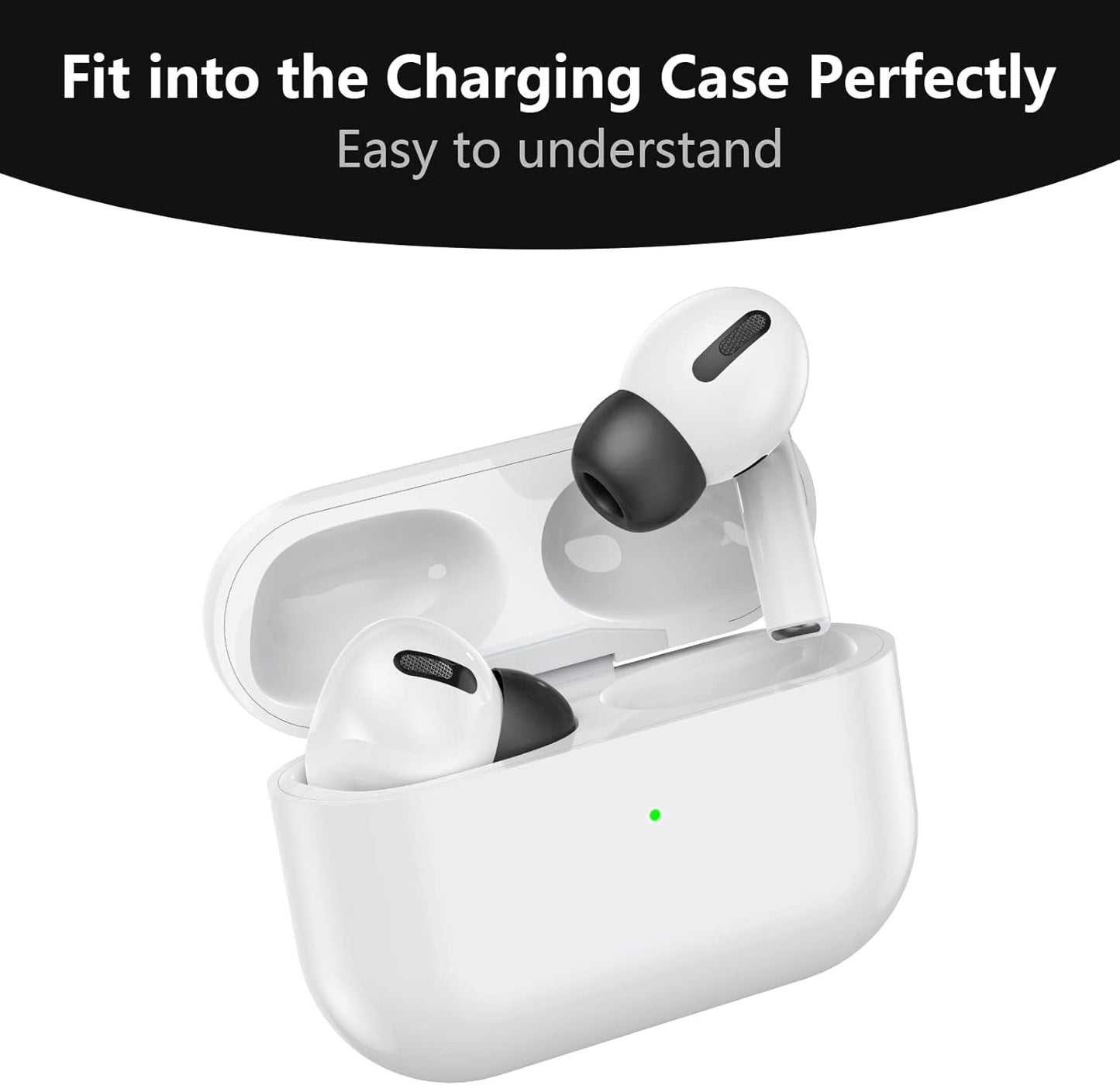 Lanwow Premium Memory Foam Tips for AirPods Pro & AirPods Pro 2nd Generation. No Silicone Eartips Pain. Anti-Slip Eartips. Fit in The Charging Case, Extra Small 3 Pairs (XS, Black)