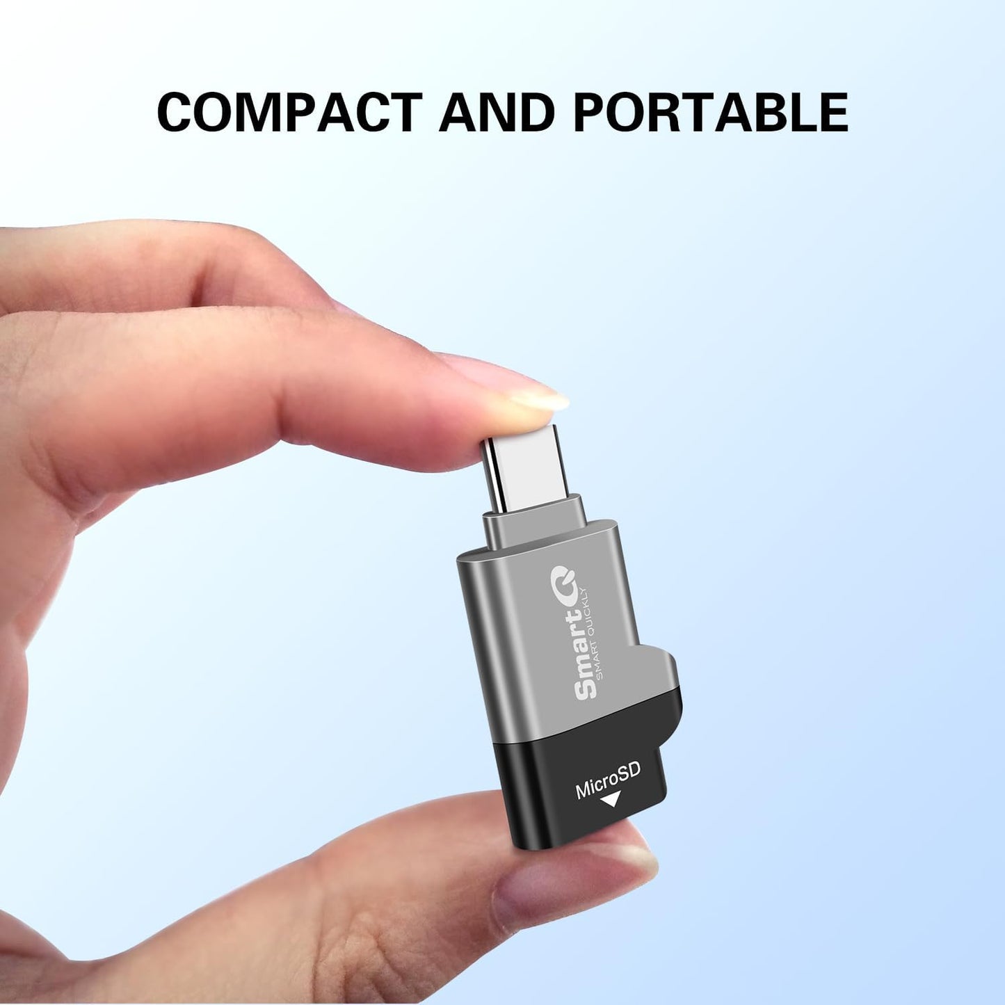C356 Type-C MicroSD Card Reader with USB 3.0 Super Speed Technology, Supports MicroSDXC, MicroSDHC, and MicroSD for Window, Mac OS X and Andriod (Midnight Grey)