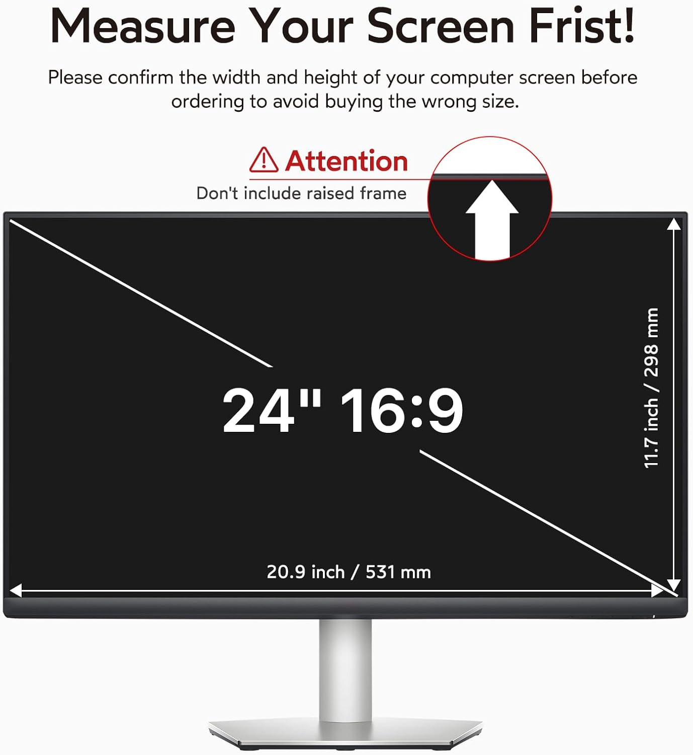 bersem 2 Pack 24 Inch Computer Privacy Screen for 16:9 Ratio Monitors, Anti-Glare, Blue Light Filter, Removable, UV-Blocking