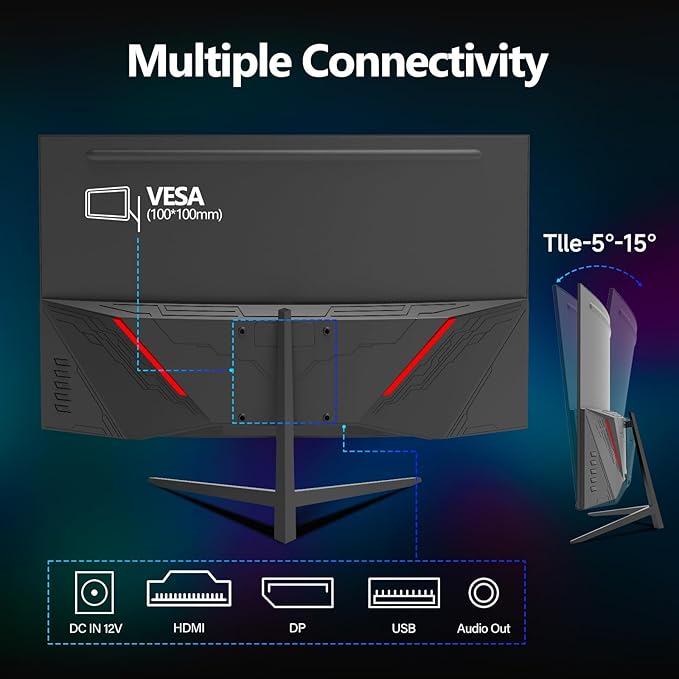 ZZA 32 Inch Monitor,1440p,2K 165Hz, 1ms Response Time,Computer Monitor FreeSync & G-Sync, HDR10, 122% sRGB Coverage, DP/HDMI, PC Monitor VESA Mount Compatible