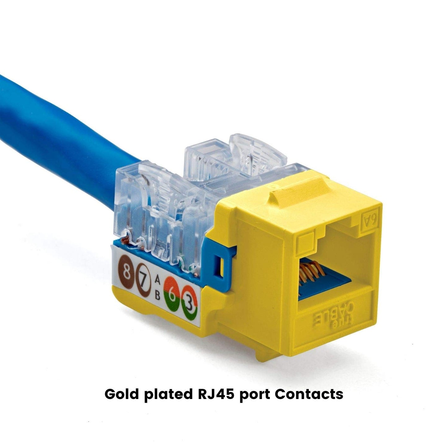 trueCABLE Cat6A Keystone Jack, Unshielded (UTP), 90 Degree Punch-Down, PoE++ (4PPoE), UL Listed, ETL Verified, ANSI/TIA Certified, Modular RJ45 Female, Yellow, 12 Pack