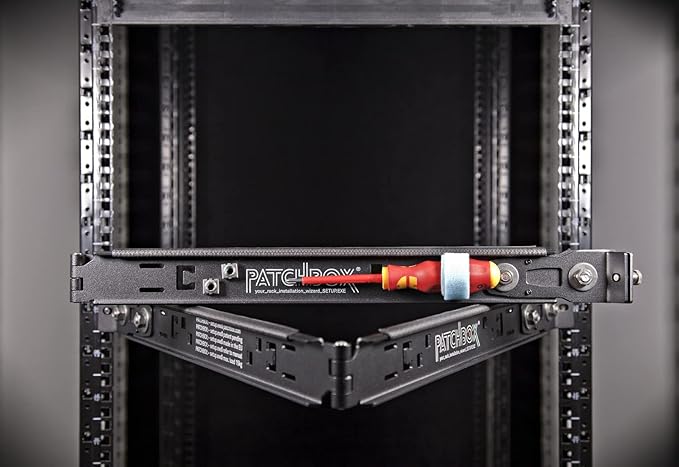 PATCHBOX Setup.exe 2 Installation Tool - Quick Mount for Patch Panel, Computer Cabinet, Server, Network Racks and Laptops - Compatible with 19” Rails, Square and Threaded Holes - Supports 50kg/100lb