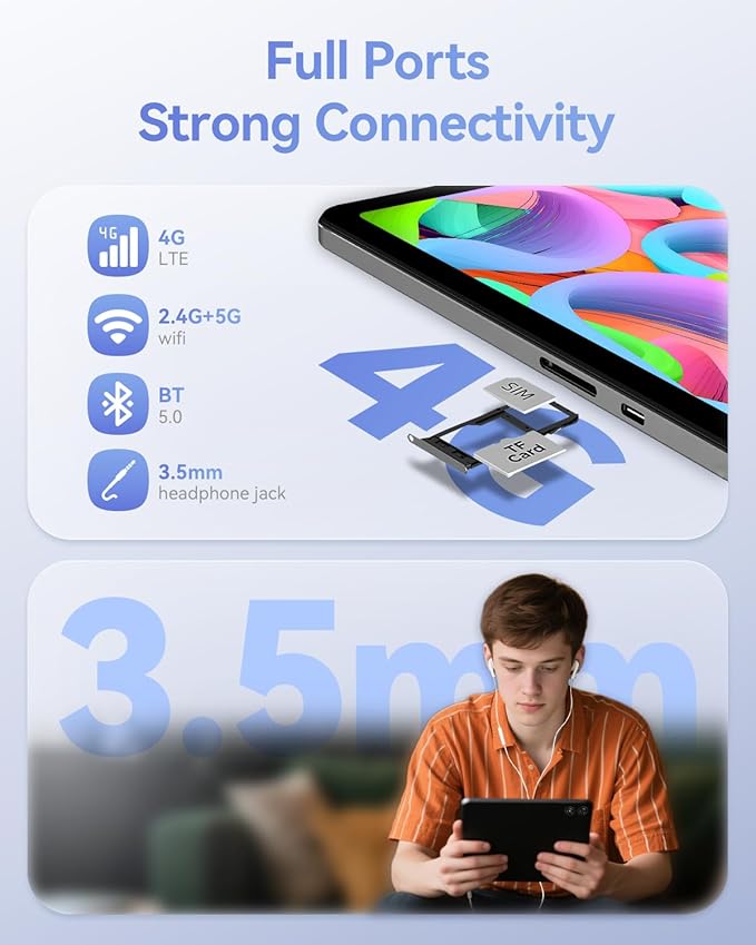 11 inch Android 15 Tablet, Helio G100 Octa-Core 16GB+128GB (1TB TF) Bpad 11 FHD 1920×1200 IPS 90Hz Widevine L1, 7000mAh PD 18W 5MP+8MP Camera, 4G LTE+2.4G/5G WiFi+BT5.0+GPS with Protective Case