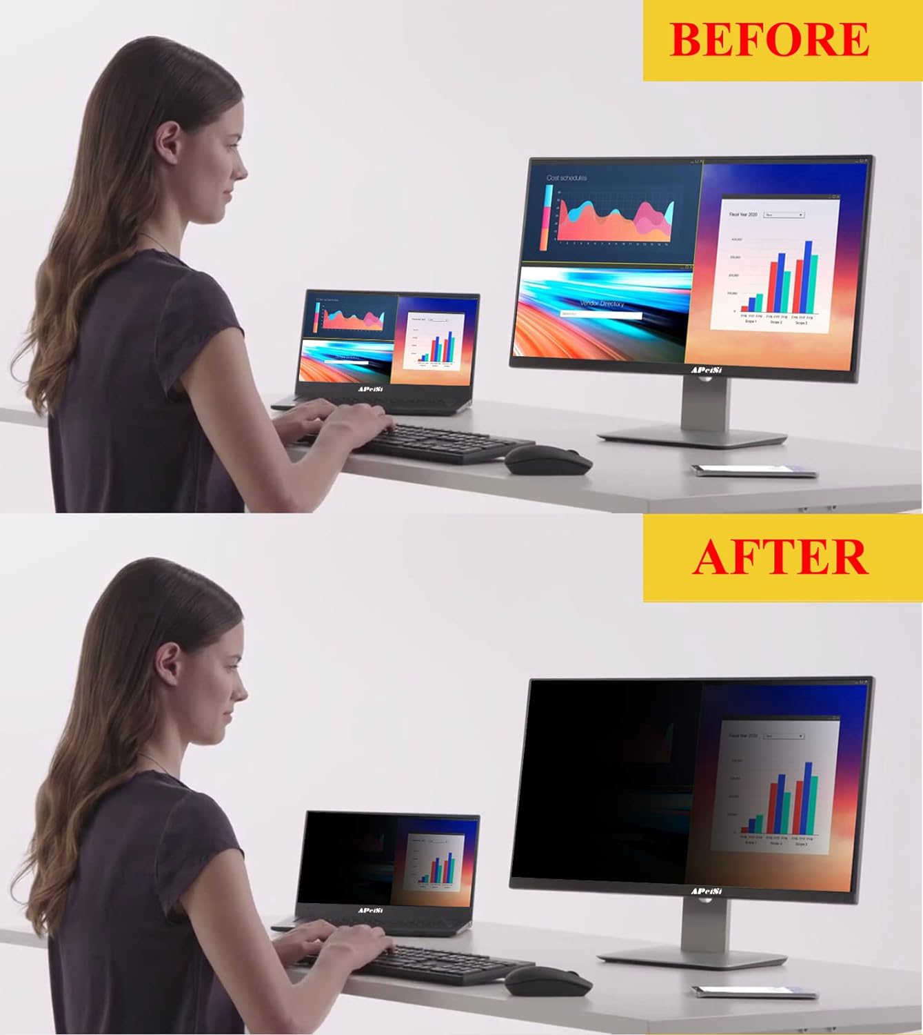 21.5 Inch Privacy Screen Filter for Widescreen 16:9 Monitor | Privacy Shield | Anti-Glare | Anti-Blue light Protector | Eye Protection | Computer Security Private Filter
