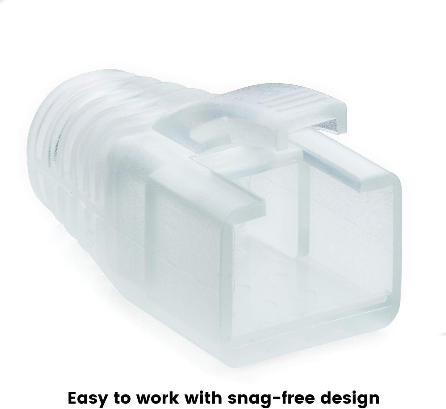 trueCABLE RJ45 Strain Relief Boots, 7.5mm Slip-On PVC Plug Cover, Transparent, 100 Pieces