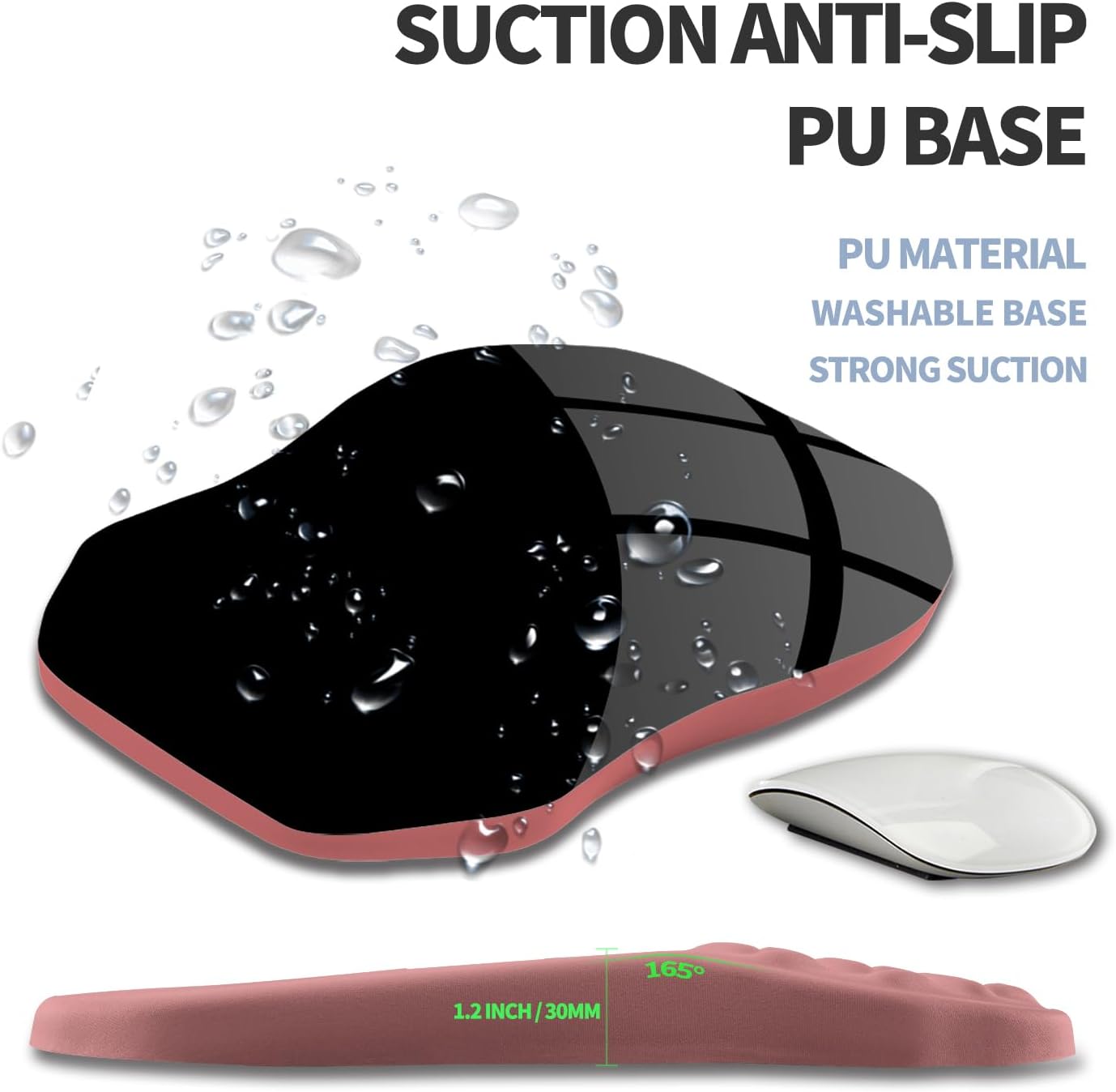 Ergonomic Raised Mouse Pad Wrist Support with Bilateral Slope Memory Foam Mousepad for Wrist Rest and Carpal Tunnel Pain Relief 11.8x7.9〃 Salmon Pink