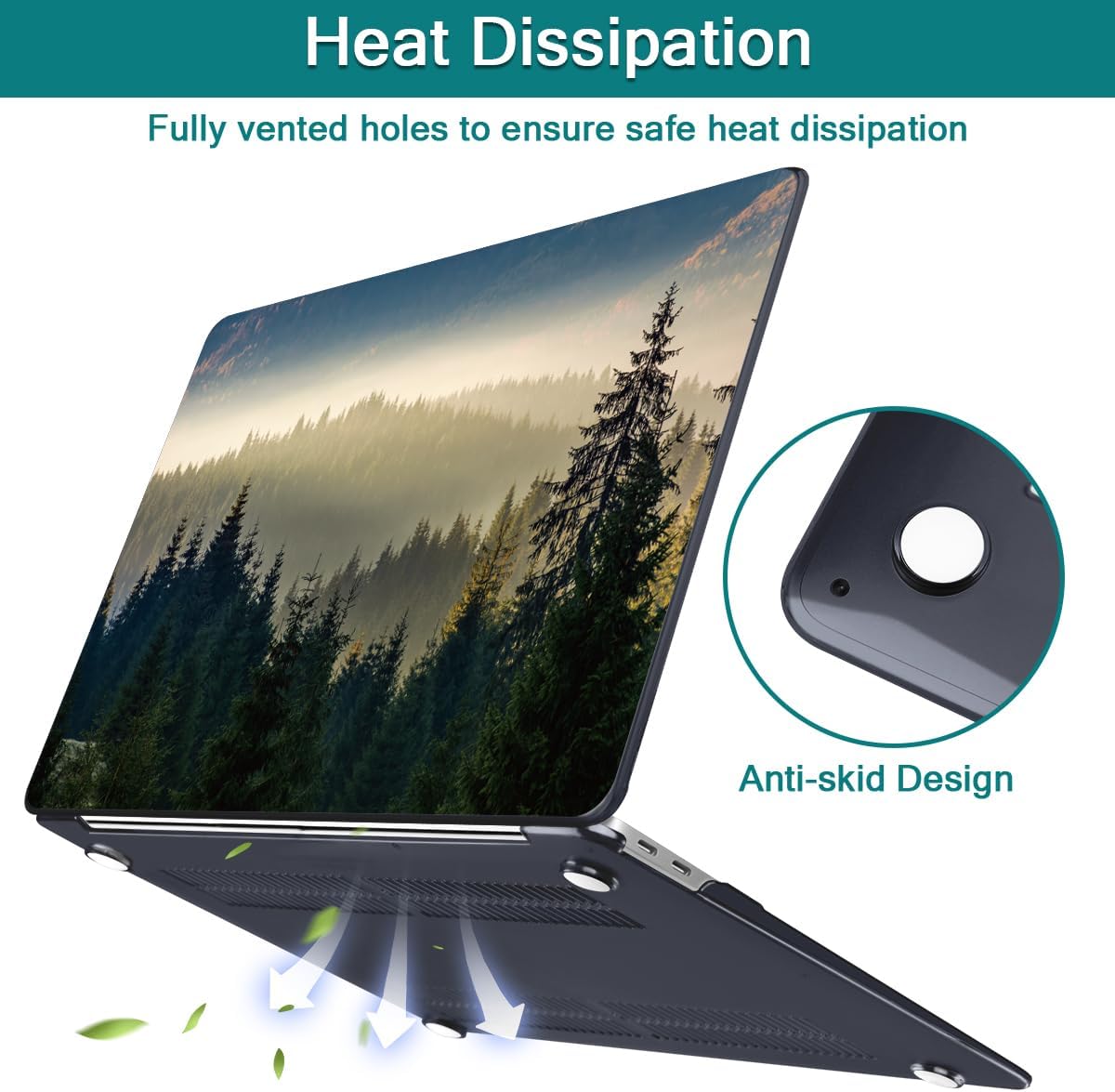 Teryeefi Compatible with MacBook Pro 13 inch Case M2 M1 2024, 2023, 2022-2016(A2251 A2289 A2159 A1989 A1708 A1706 with Touch Bar, Plastic Hard Shell Cover for 13" MacBook Pro, Forest Landacpe