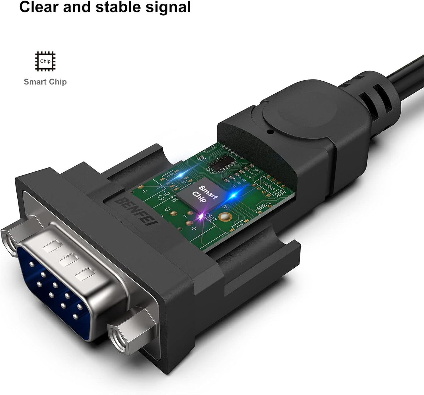BENFEI USB to Serial Adapter,6 Feet USB to RS-232 Male (9-pin) DB9 Serial Cable, Prolific Chipset, Windows 11/10/8.1/8/7, Mac OS X 10.6 and Above(Not VGA)