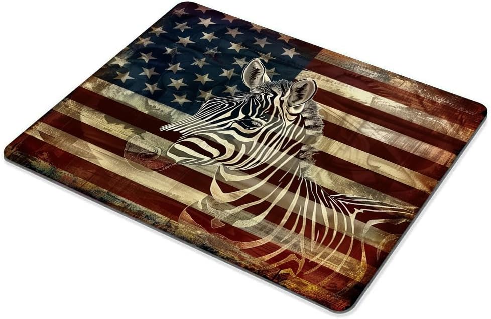 Square Mouse Pad Black and White Zebra and National Flag-1,Gaming Mouse Pads for Desk,Soft Computer Waterproof Non-Slip Mouse Mat