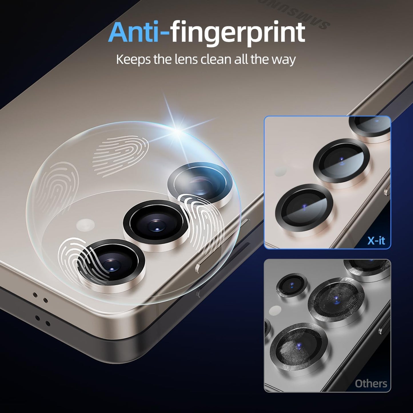 X-it Camera Lens Protector for Samsung S25 Plus, 9H Tempered Glass, Independent Metal Aluminum Edge Original Protection Design, Suitable for Phone Case, Anti-scratch, Anti-reflective,PinkGold