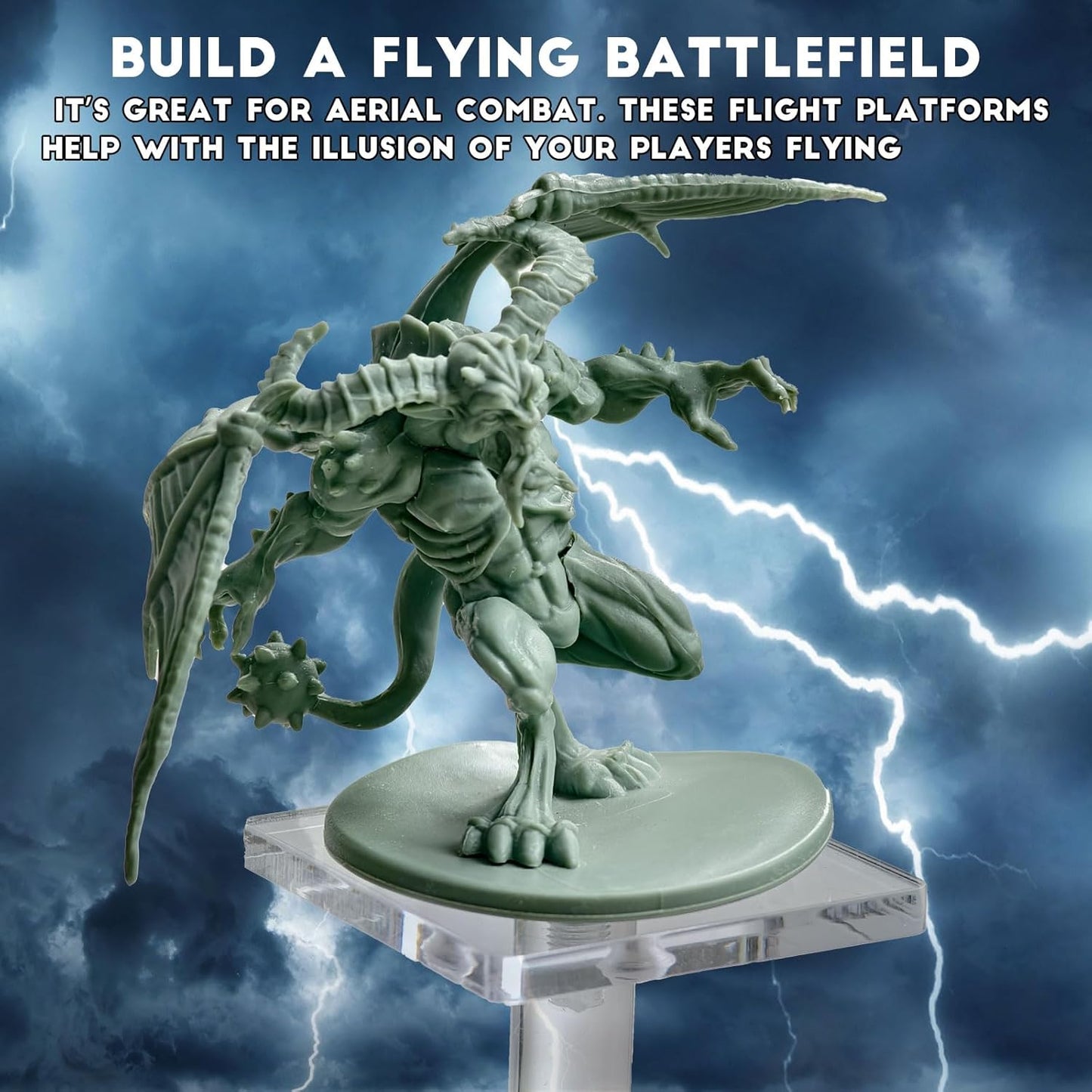 AAiphuwew 3pcs Combat Risers for Flying Miniatures, Adjustable Height Multi-Tiered Raised Platforms Flying Miniatures Combat Riser for Tabletop RPG and Board Games