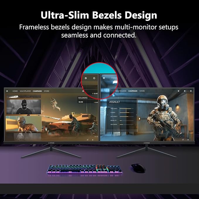 Z-Edge 24.5 inch 300Hz 280Hz 240Hz Gaming Monitor, UG25S FHD 1080p, Ultra Fast MPRT 1ms, IPS Monitor Gaming, PC Computer Monitor, 16.7M Colors, DP x2, HDMI x2