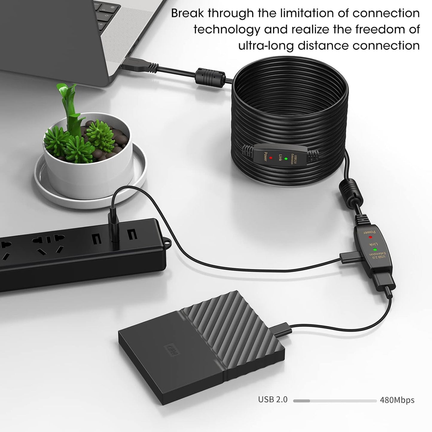 LDKCOK 150FT Active USB Extension Cable 2.0 Male to Female with A Extension chipset Signal Booster - Active Extension/Repeate