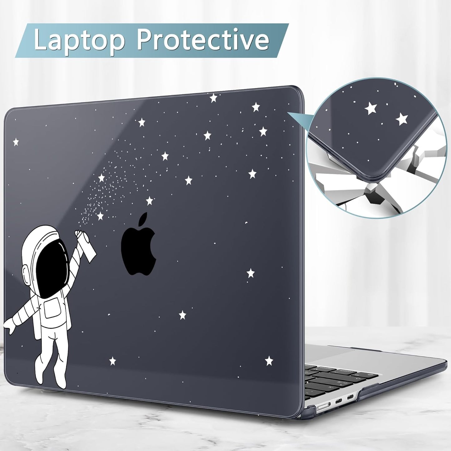 May Chen for MacBook Air 13.6 Inch Case 2025/2024/2023/2022 Release (Model A2681 A3113 A3240, M2 M3 M4 Chip) – Hard Shell Laptop Cover with Keyboard Cover & Screen Protector,Astronaut Space