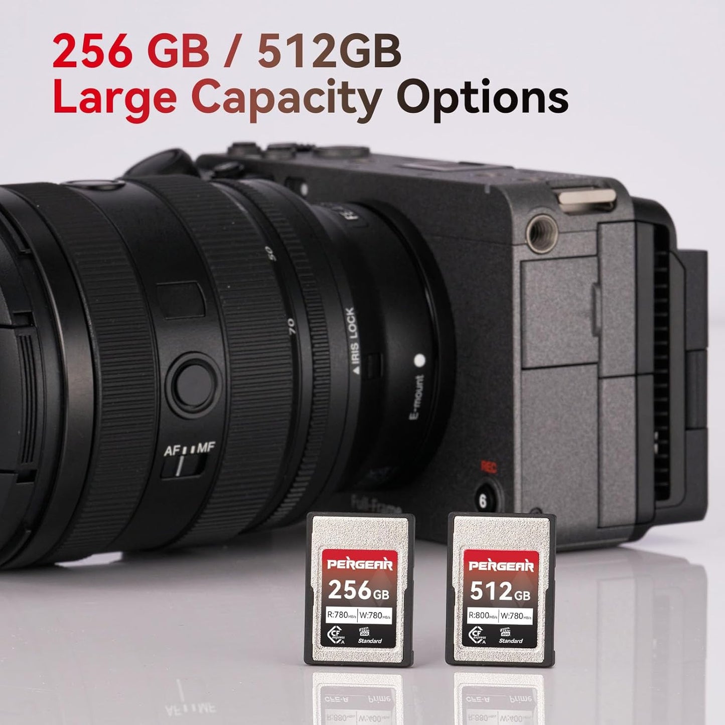 Pergear 512GB CFexpress Type A Memory Card, Up to 800MB/s Read Speed & 780MB/s Write Speed for 4K 120P,8K 30P Recording (Standard Series VPG200)