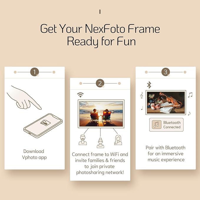NexFoto 21.5 Inch Large Digital Picture Frame 32GB, WiFi Electronic Photo Frame with Remote Control, Wall-Mountable, Easy to Share Photos/Videos, Gifts for Mom Christmas, Dark Wood