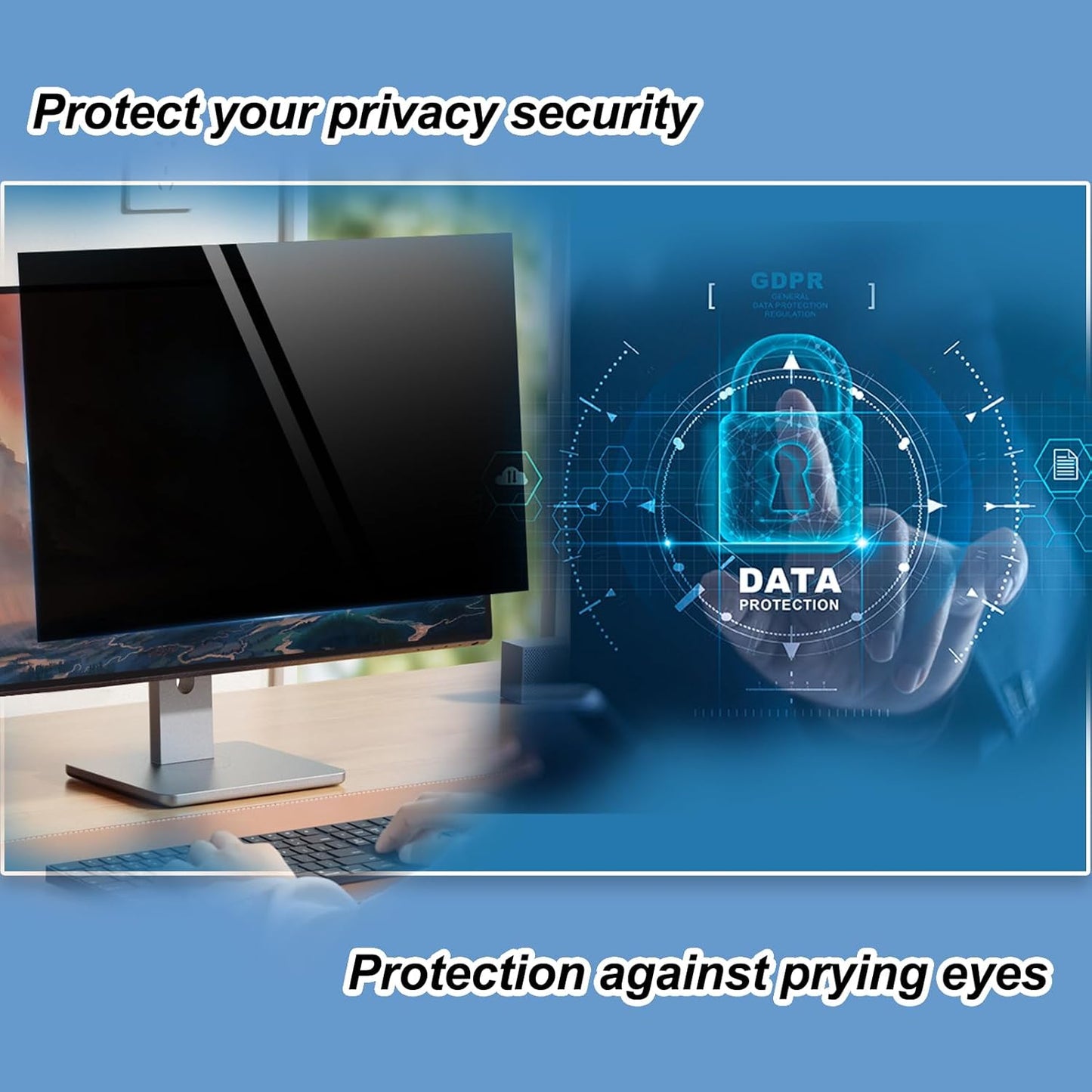 Computer Privacy Screen 24.5 Inch Removable Privacy Shield Anti Glare Monitor Protector, Two Installation Method, 16:9 Aspect Ratio Widescreen, Anti-Glare/Anti Blue Light/Anti Scratch Film