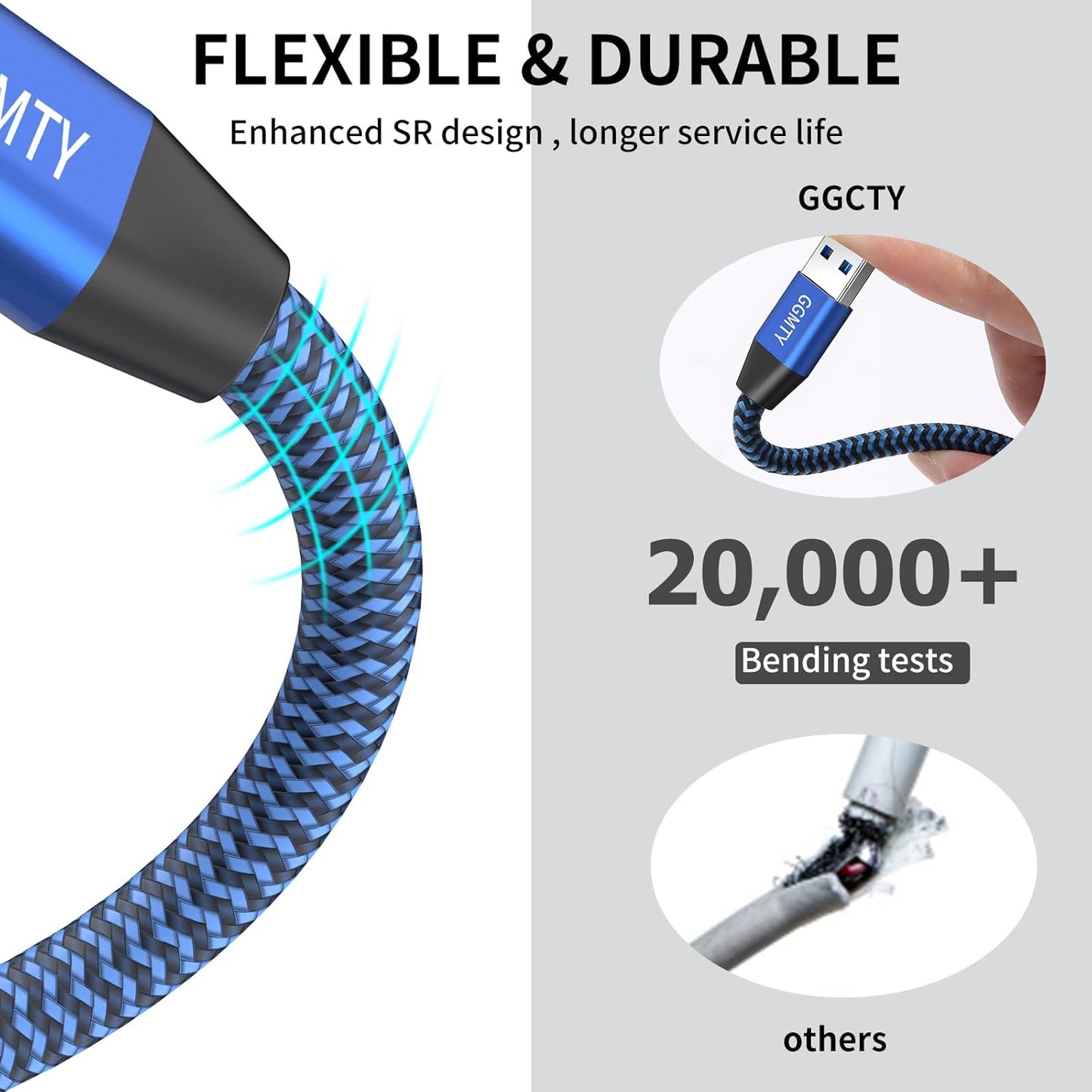 USB 3.0 Extension Cable 3ft(2 Package), Type A Male to Female Extension Cord Durable Braided Material High Data Transfer Compatible with USB Keyboard,Mouse,Flash Drive, Hard Drive,Printer