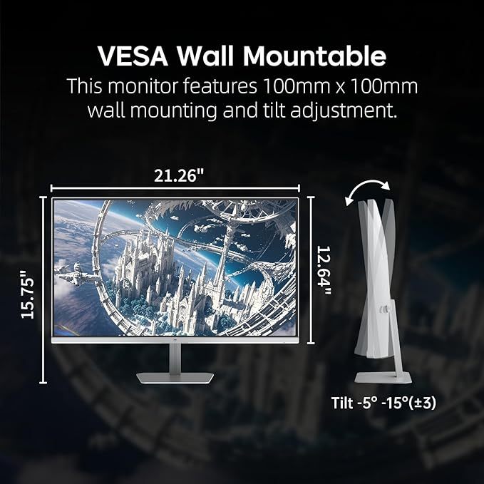 KTC 24 Inch 240Hz Gaming Monitor, FHD 1080p PC Computer Monitor with Fast IPS Panel, 1ms Adaptive Sync, HDR400, 116% sRGB, HDMI/DP/USB2.0 Port, Tilt Adjustment, VESA, Eye Care, White, H24F7