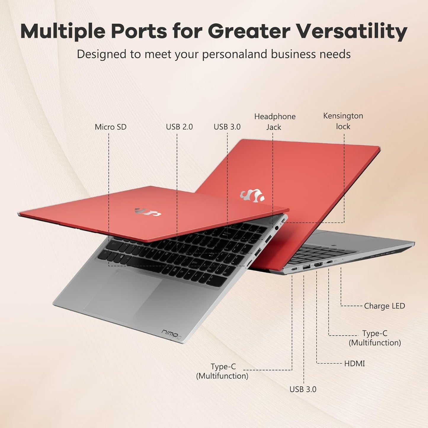 NIMO 15.6" IPS FHD-Gaming-Laptop, AMD Ryzen 5 6600H 6-Cores 660M GPU 16GB DDR5 RAM 1TB SSD(Beat i7-1165G7, Up to 4.5GHz) Computer with 100W GaN Type C Fingerprint Backlit Keyboard Win 11