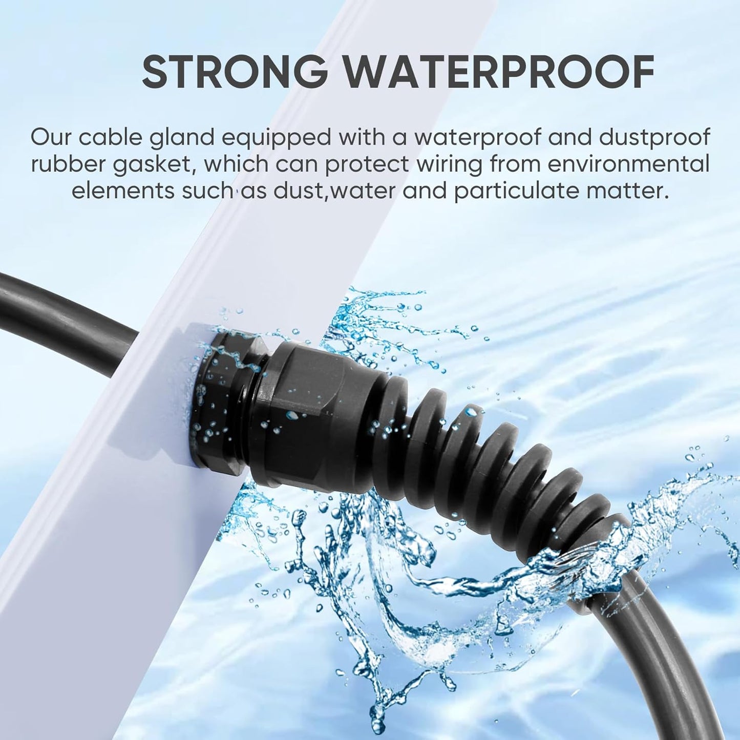Strain Relief Cord Connector,LISTENJIALE 5Pcs NPT 1/2" Waterproof Cable Gland Flex Spiral Strain Relief Adjustable 6-12mm Cable Connector Nylon Joint with Gaskets(Black)