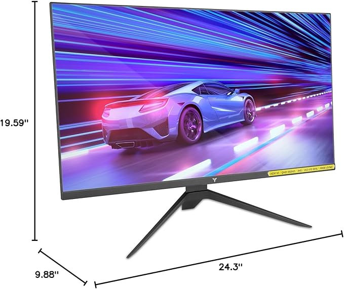 YEYIAN 27 inch 1440P QHD PC Gaming Fast IPS 2K Monitor | AMD FreeSync Premium 180Hz Refresh 1ms Response | 120% sRGB 178°Angel Tilted HDR 10 G-sync | 2 Display Port 1.4 & 2 HDMI 2.1 & Type A Input