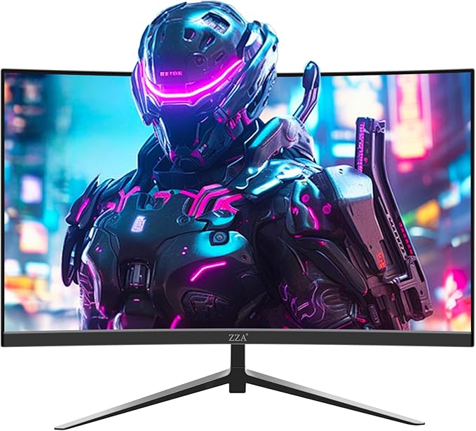 ZZA 27" Curved Gaming Monitor, FHD 1920x1080 200Hz/180Hz, 1800R VA Panel, 95% sRGB Color Gamut, AMD FreeSync Premium, Tilt Adjustable Stand, HDMI & DisplayPort - Black