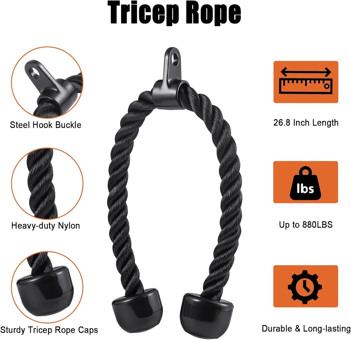SERTT Workout Cable Machine Attachment for Home Gym, LAT Pulldown Attachments, Cable Accessories for Weight Training, Straight Pull Down Bar, Tricep Rope, Double D Row Handle, V-Shaped Bar