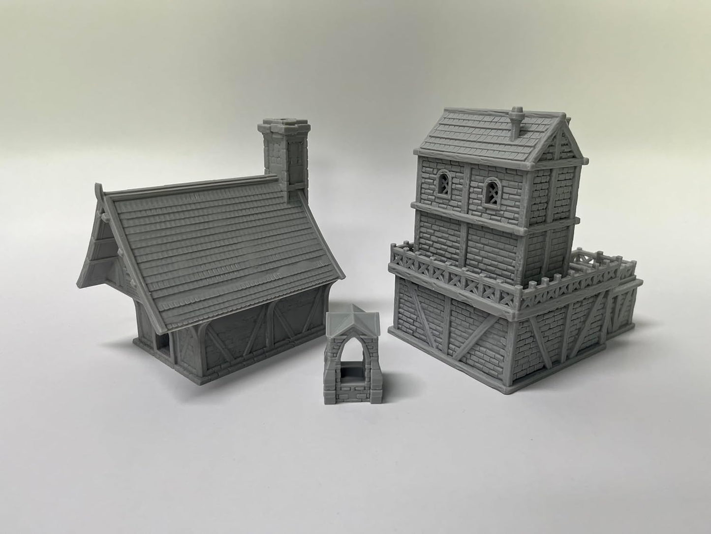 Medieval Miniature Building Terrain Set Compatible with Tabletop RPG War Games, Dioramas Building Set, Paintable, Gift for Tabletop Hobby Enthusiasts by HAUTICO (18mm Scale)