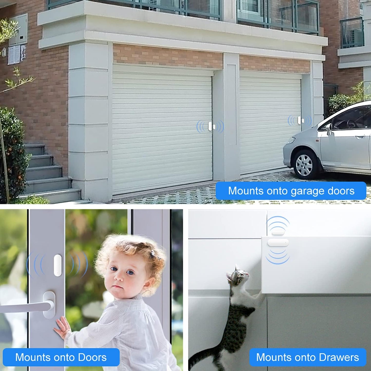 WiFi Door Sensor: Smart Door Open/Closed Detectors, Wireless Window Sensor with App Notification Alert, Contact Sensor for Home Security, Compatible with Alexa Google Assistant (4pack)