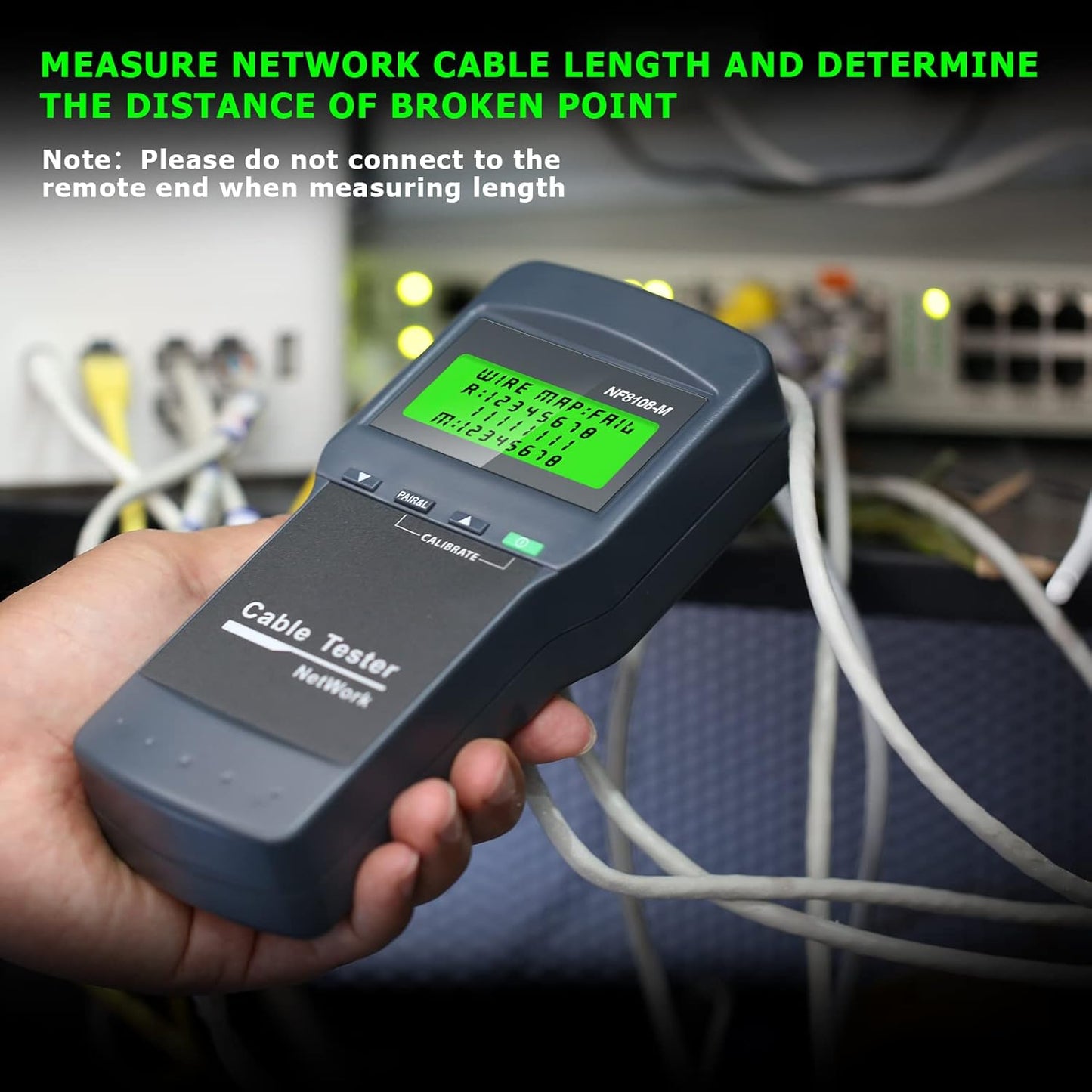 RJ45 Network Cable Tester, VXSCAN 8 Remote Units Network LAN Length Ethernet Cable Tester Kits for Cat5/CAT5e/CAT6/CAT6e - Locate The Breakage Point Length Measurement & Continuity Checking