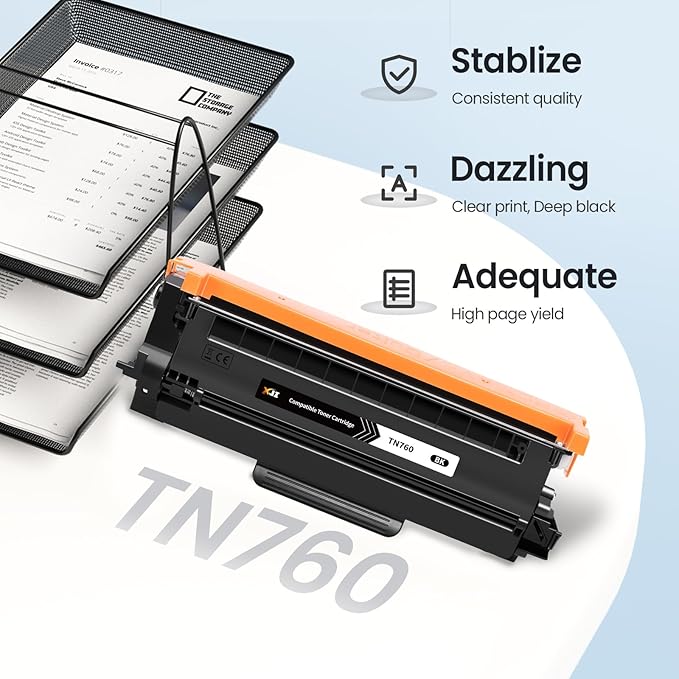 XJI Compatible Toner Cartridges Replacement for Brother TN760 TN-760 TN730 TN-730 High Yield (Black, 2 Pack), for DCP-L2550DW DCPL2550DW HL-L2350DW L2390DW L2395DW MFC-L2710DW MFCL2710DW Printer