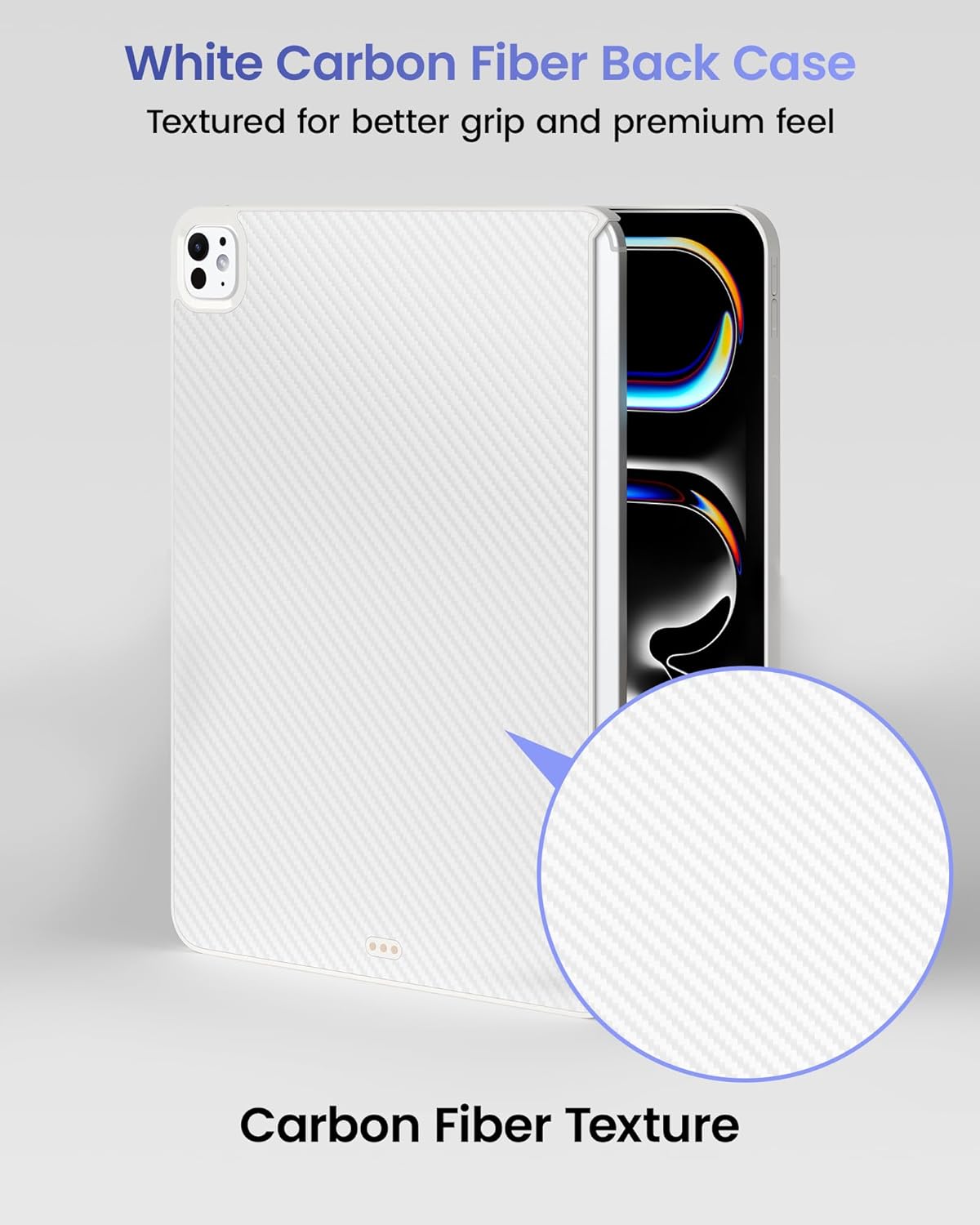 typecase Keyboard Case for 2024 iPad Pro 13-inch (M4), White Keyboard with White Carbon Fiber Protective Case,Portrait & Typing Modes,Built-in Trackpad,11-Color Backlight,Magnetic Stand,Pencil Holder