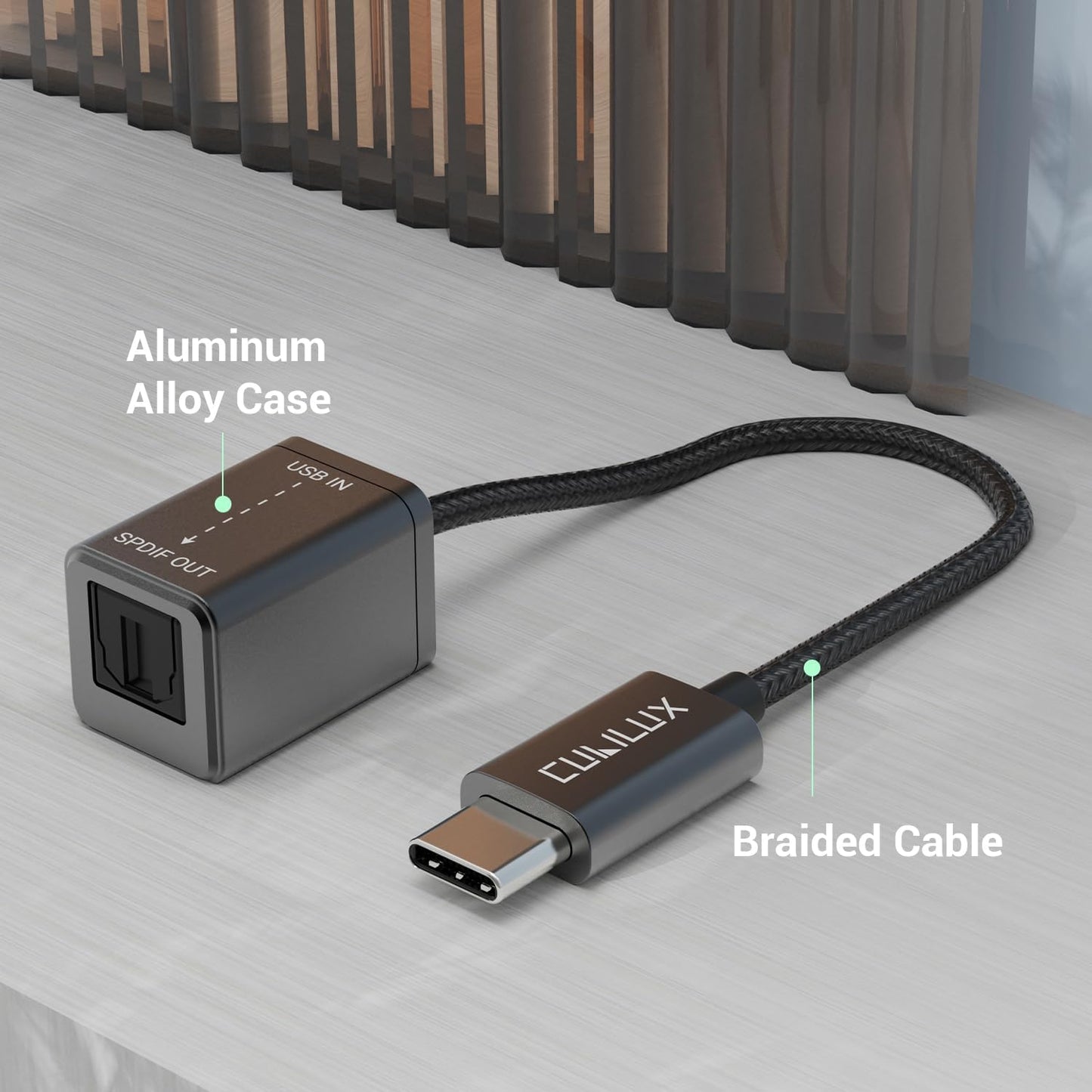 Cubilux USB C to SPDIF Transmitter, Unidirectional Type C to Optical Audio Output Adapter with 192KHz/24bit DAC for MacBook Pro/Air, Laptop, Computer