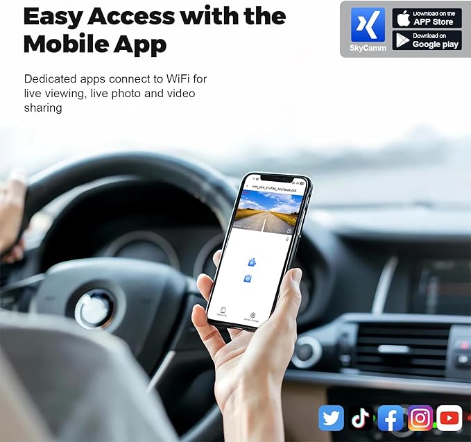 4K Dash Cam Custom fit for GMC Yukon, Yukon XL 2023 2024 2025 (Model A), SLE SLT AT4 Denali Ultimate, Integrated OEM Look, UHD 2160P Video, WiFi & App, G-Sensor, Easy to Install, 64GB Card