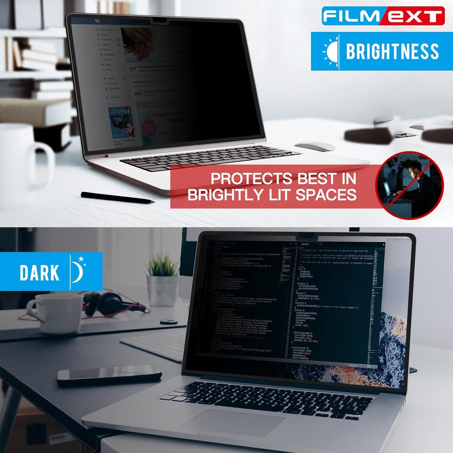 FILMEXT Privacy Screen for Macbook Pro 14 inch (2025-2021, M4 M3 M2 M1), Removable Macbook pro 14.2" A3112 A3401 A2992 A2918 A2779 A2442 Privacy Laptop Screen Filter Anti-Spy/Anti-Glare/Eye Care