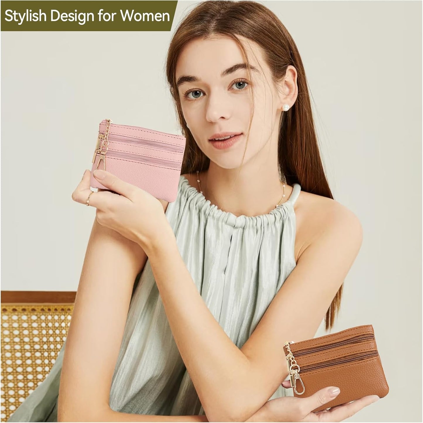 Clip and Go Strap for Phone Gold Metal Chain with Pink Purse Wallet Crossbody Phone Lanyard for Women with Cell Phone Stand Holder 2 Patches Tether Adjustable Anti Theft for iPhone 16 15 14 All Phones