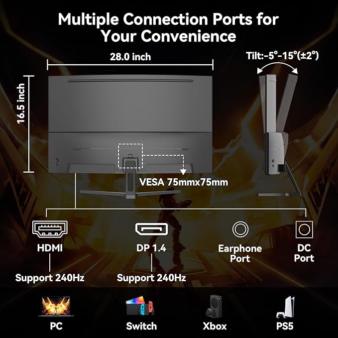 SANSUI 32 Inch Curved 240Hz Gaming Monitor High Refresh Rate, FHD 1080P Gaming PC Monitor HDMI DP1.4, Curved 1500R, 1Ms MPRT, HDR,Metal Stand,VESA Compatible(DP Cable Incl.)