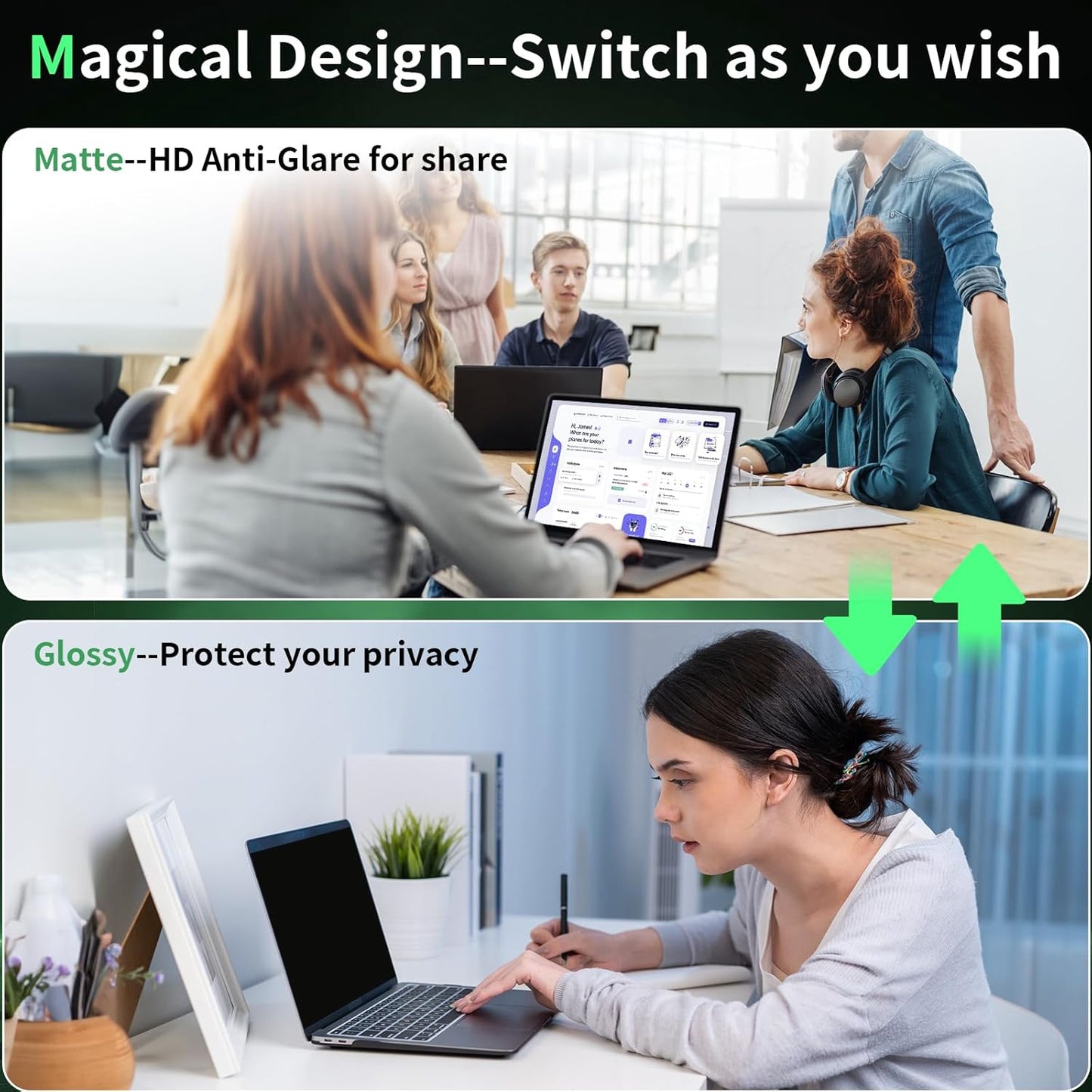 Laptop Privacy Screen 15.6 Inch-16:10 Aspect Ratio Anti-Glare Blue Light Computer Monitor Protector, Laptop Screen Privacy Shield Removable 15.6in Filter for Lenovo HP Dell Acer Asus Thinkpad Envy Xps