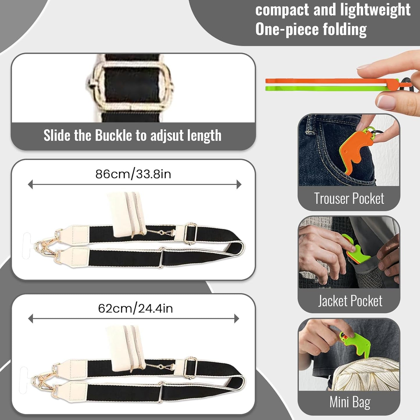 Clip and Go Strap for Phone with Wallet Crossbody iPhone Strap Lanyard for Women with Pouch Purse CellPhone Stand Holder 2 Patches Tether Adjustable Anti Theft Chain for All Phones Beige