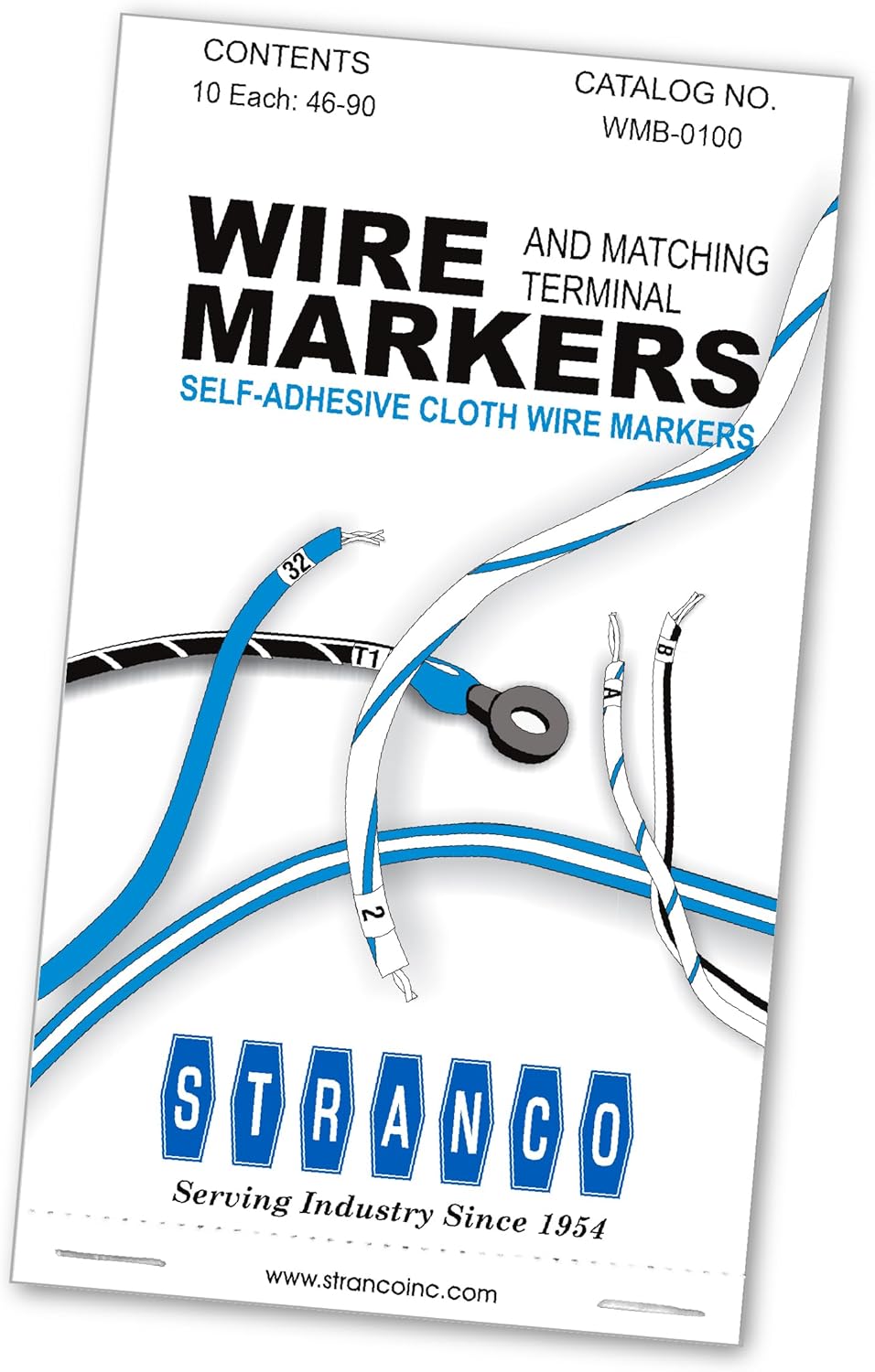 Premium Wire Marker Book for Cable Management, Vinyl-Coated, High-Tack Adhesive, Electric Panel Wire Label Stickers - 10 Pages, 1 Book, Numbered 46-90 (Pack of 10)