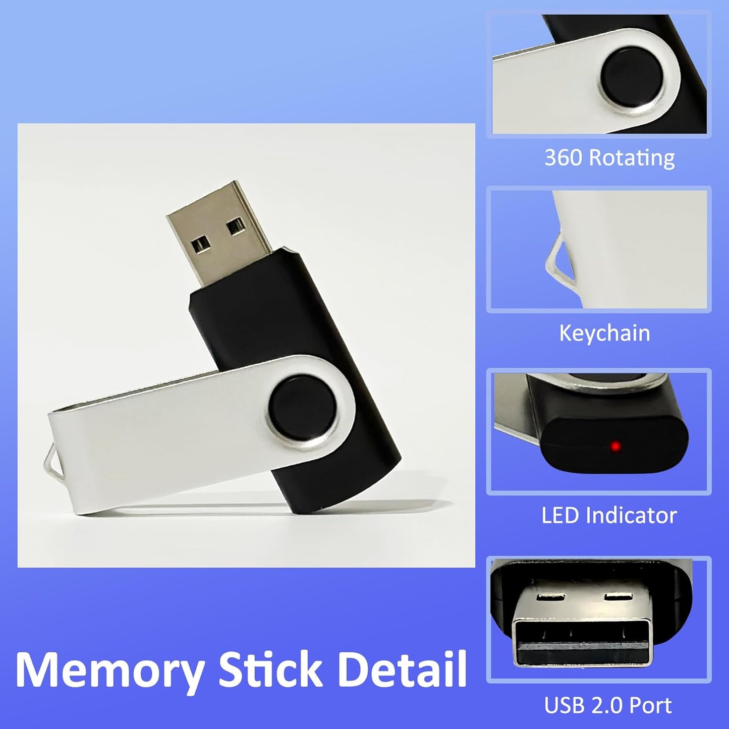 Thumb Drive 1GB USB Flash Drives 20 Pack 1GB USB 2.0 Jump Drives Multipack Memory Stick Zip Drive Pendrive 20 Packs with 20PCS Lanyards Label
