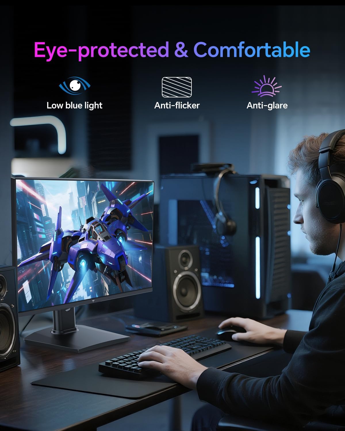 KTC 24 Inch Gaming Monitor 180Hz - 2K 1440P Computer Monitors, Fast IPS Monitor with HDR 400, Adaptive Sync, Up to 185Hz, HDMI 2.0 & Display Port 1.4, Height Adjustable, Vesa Mount, H24T7