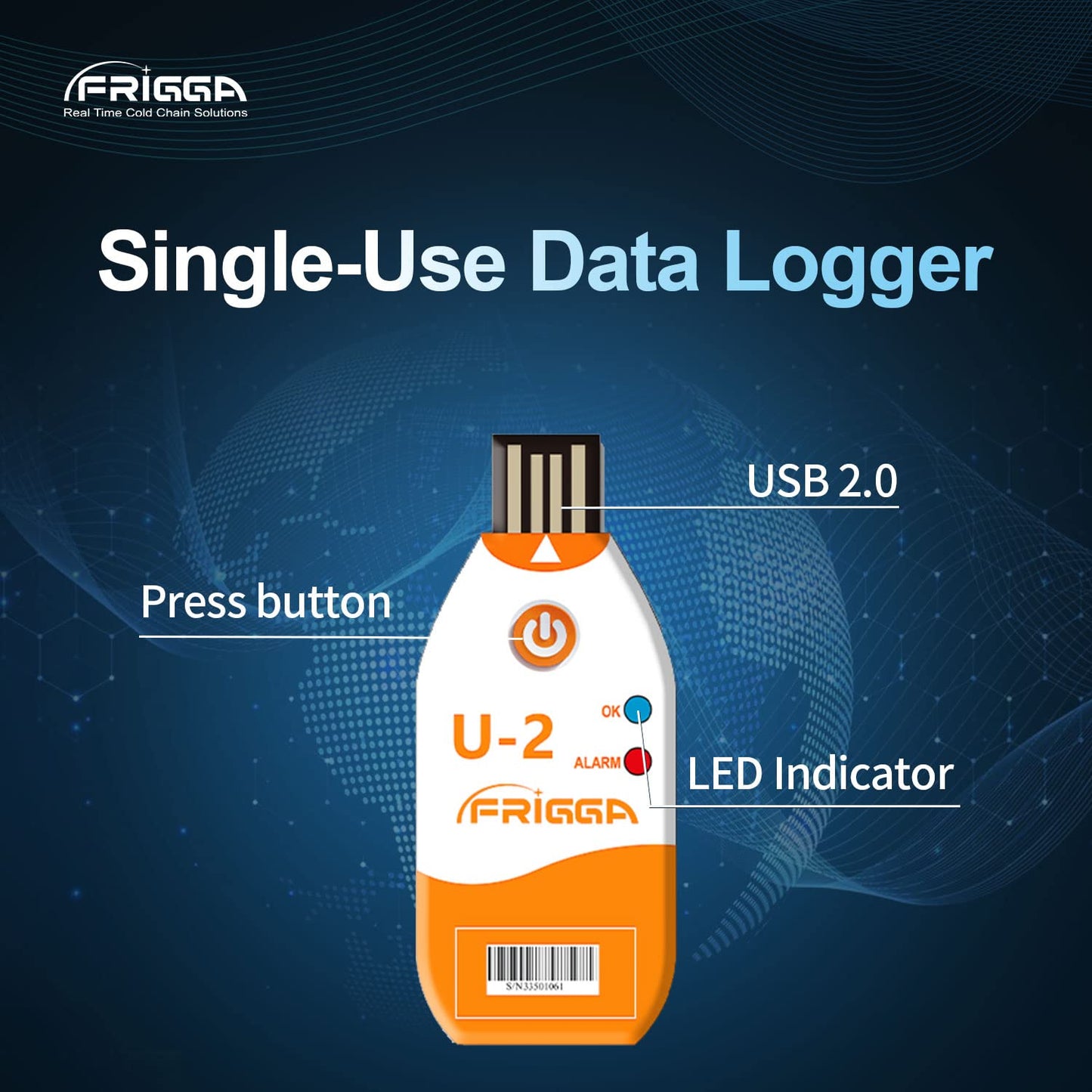 Frigga 2Pack USB Temperature Data Logger Single Use Temperature Recorder 100 Days High Accuracy Thermometer Monitor 14400 Points with PDF CSV Report, U2