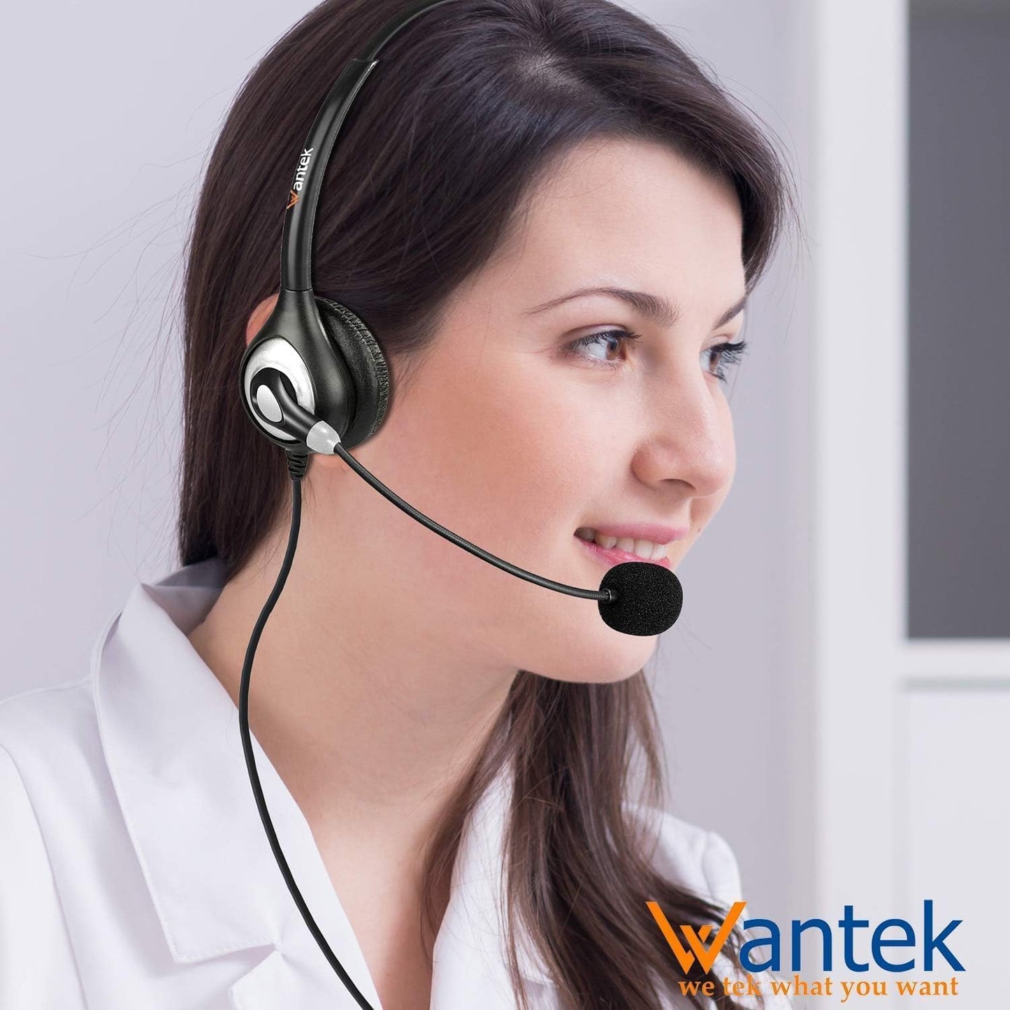 USB Headset with Microphone Noise Cancelling & Audio Controls, Computer Headphones for PC Laptop, Business, Home Office, Call Center, Skype, Zoom, Webinar, Clear Chat, Super Light,Single