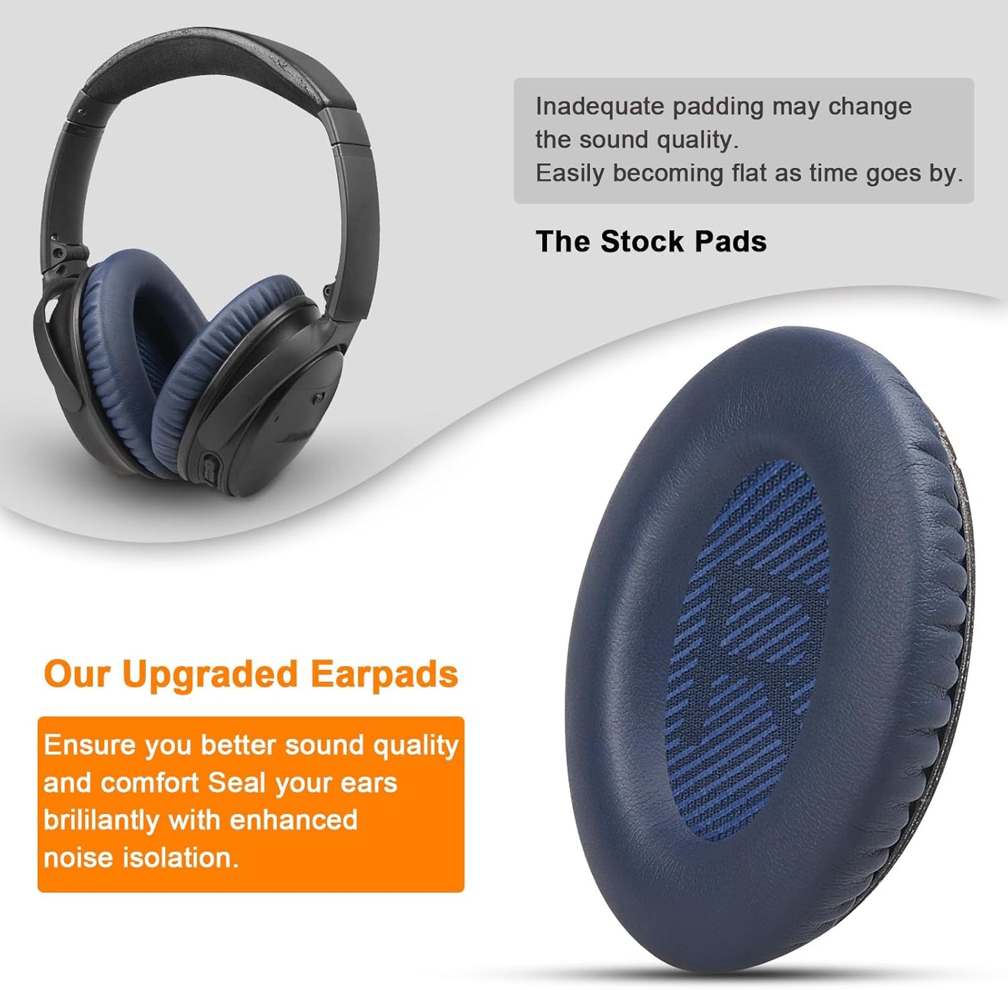 Premium Replacement Ear Pads for Bose QC35 & QC35ii Headphones by GEVO- Comfortable Adaptive Memory Foam and Extra Durable - Fits QuietComfort 35 & 35ii / SoundLink 1&2 AE(Over-Ear(Blue)