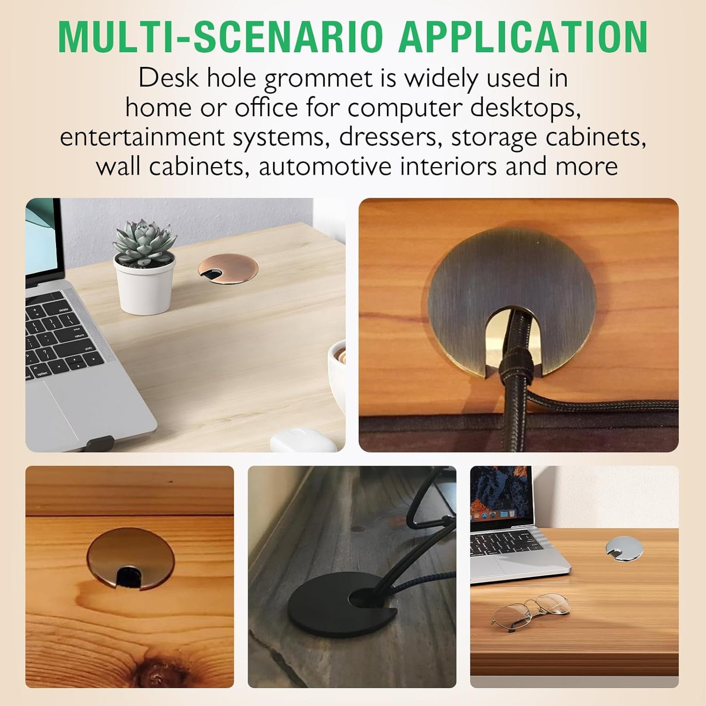 1 Pcs Desk Grommet 1-3/8" / 35 mm, Desk Cord Hole Cover, Cable Grommet Metal Zinc Alloy Materilal, Desk Hole Grommet for Home & Office Pc, Detachable Cable Cord Organizer-Copper Red