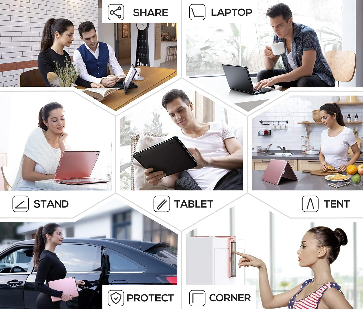 typecase Touch iPad 9th Generation Case with Keyboard (10.2", 2021), Multi-Touch Trackpad, 10 Color Backlight, 360° Rotatable, Thin & Light for 8th Gen (2020), 7th Gen (2019), Air 3 (Midnight Blue)