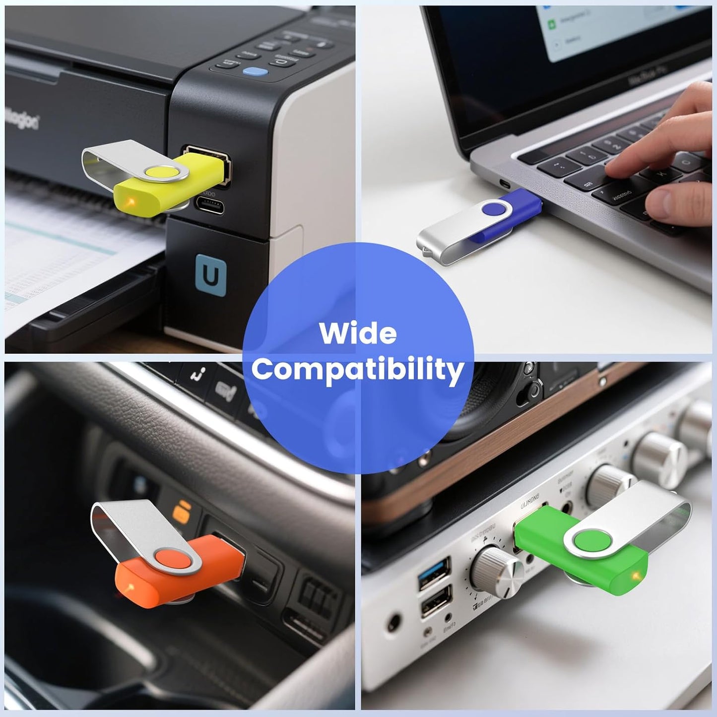 ABLAZE 8GB Flash Drives 500 Pack, USB 2.0 Thumb Drives Bulk Swivel Memory Stick Bulk USB 500 Pack Pendrives 8GB (Mixcolors)